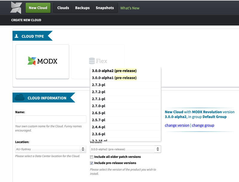 MODX Cloud installer